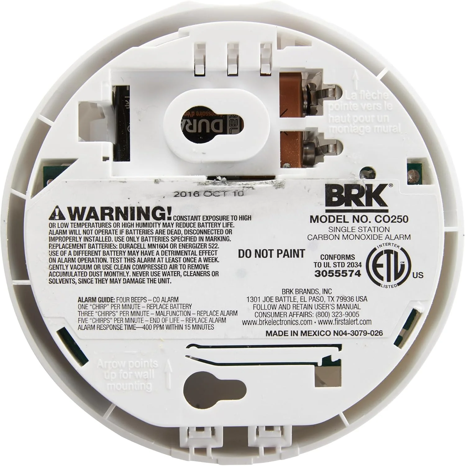 بسته چهارتایی آلارم مونوکسید کربن First Alert CO250B Family Gard Basics | ردیاب مونوکسید کربن با باتری، سفید