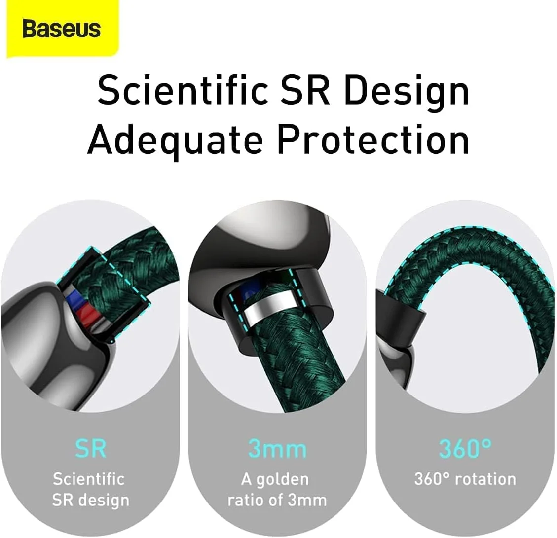 کابل USB C به USB C باسئوس 100 وات با نمایشگر LED برای شیائومی 10، هواوی، سامسونگ 5A، شارژ سریع، کابل داده USB-C، سیم کابل Type-C (1 متری، C به C 100 وات، سبز)