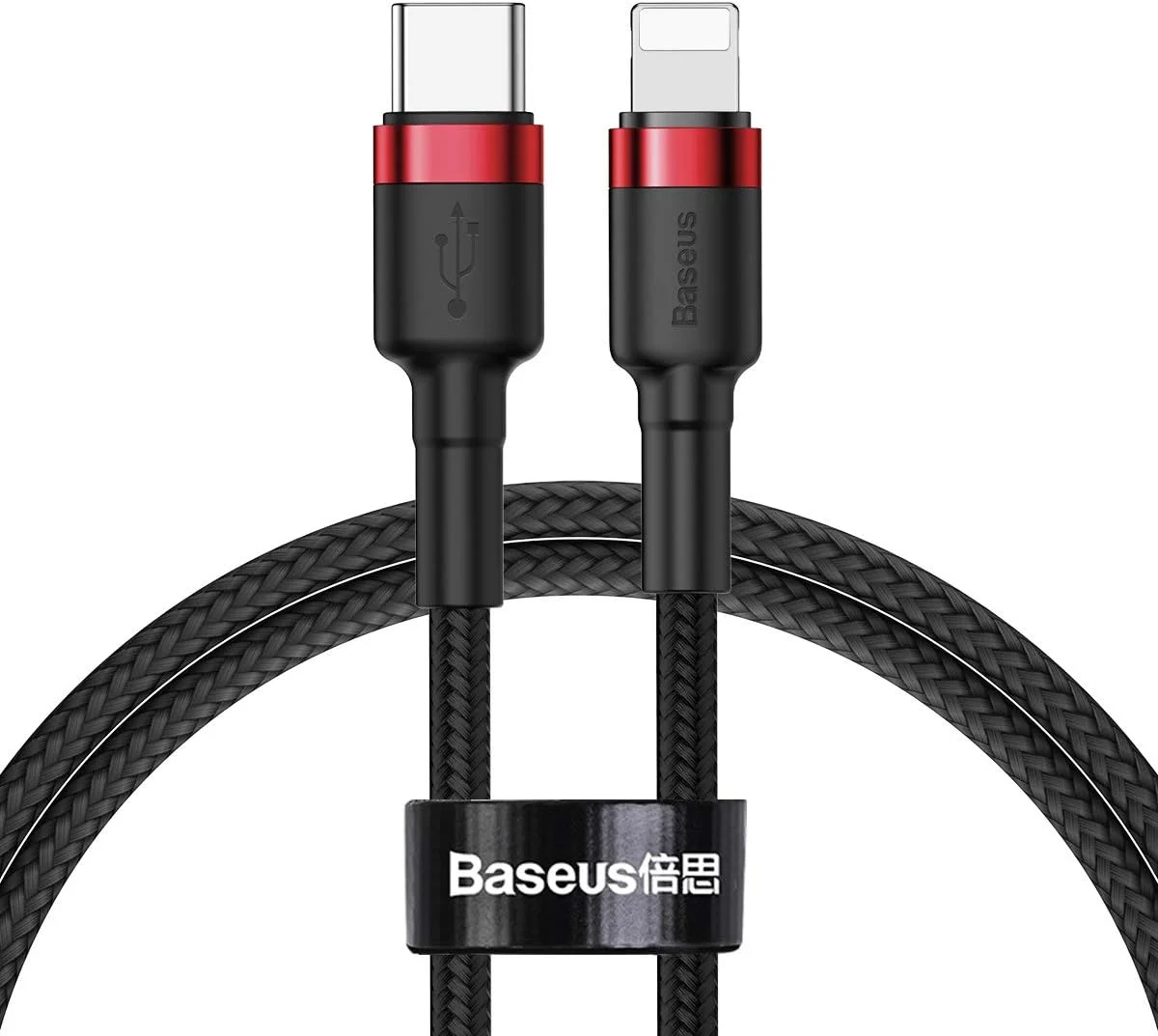 کابل تبدیل USB-C به لایتنینگ باسئوس مدل Nylon Braided با توان 20 وات و پشتیبانی از QC3.0 Power Delivery طول 1 متر مناسب برای آیفون 14/Pro/Plus/Pro Max، آیپد پرو و تمام سری های آیفون 8 تا 14 - قرمز مشکی