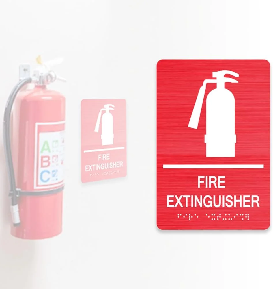 علامت کپسول آتش نشانی با بریل درجه 2 - برچسب های لمسی بریل برای مراکز خرید، ساختمان اداری، مدارس و رستوران ها، 15x23 سانتی متر (1 عدد)