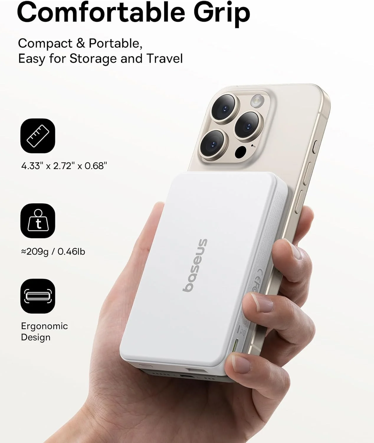 پاور بانک مگ سیف 10000mAh بیسوس Airpow Ⅱ Qi2، شارژر بی سیم 15W، خروجی 22.5W USB-A + 20W USB-C PD، برای آیفون 12–16، سامسونگ، بسته باتری جمع و جور، مورد تایید خطوط هوایی - سفید پاور بانک مگ سیف 10000mAh بیسوس Airpow Ⅱ Qi2، شارژر بی سیم 15W، خروجی 22.5W USB-A + 20W USB-C PD، برای آیفون 12–16، سامسونگ، بسته باتری جمع و جور، مورد تایید خطوط هوایی - سفید