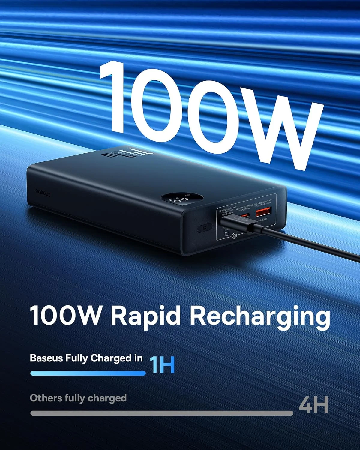 پاوربانک لپ تاپ 140 واتی بیسوس آدامان، نمایشگر LED، شارژر قابل حمل 24000 میلی آمپر ساعتی، بسته باتری 3 پورت برای مک بوک، آیپد، آیفون 16 پرو مکس، سامسونگ S24 Ultra (شامل کابل Type C)