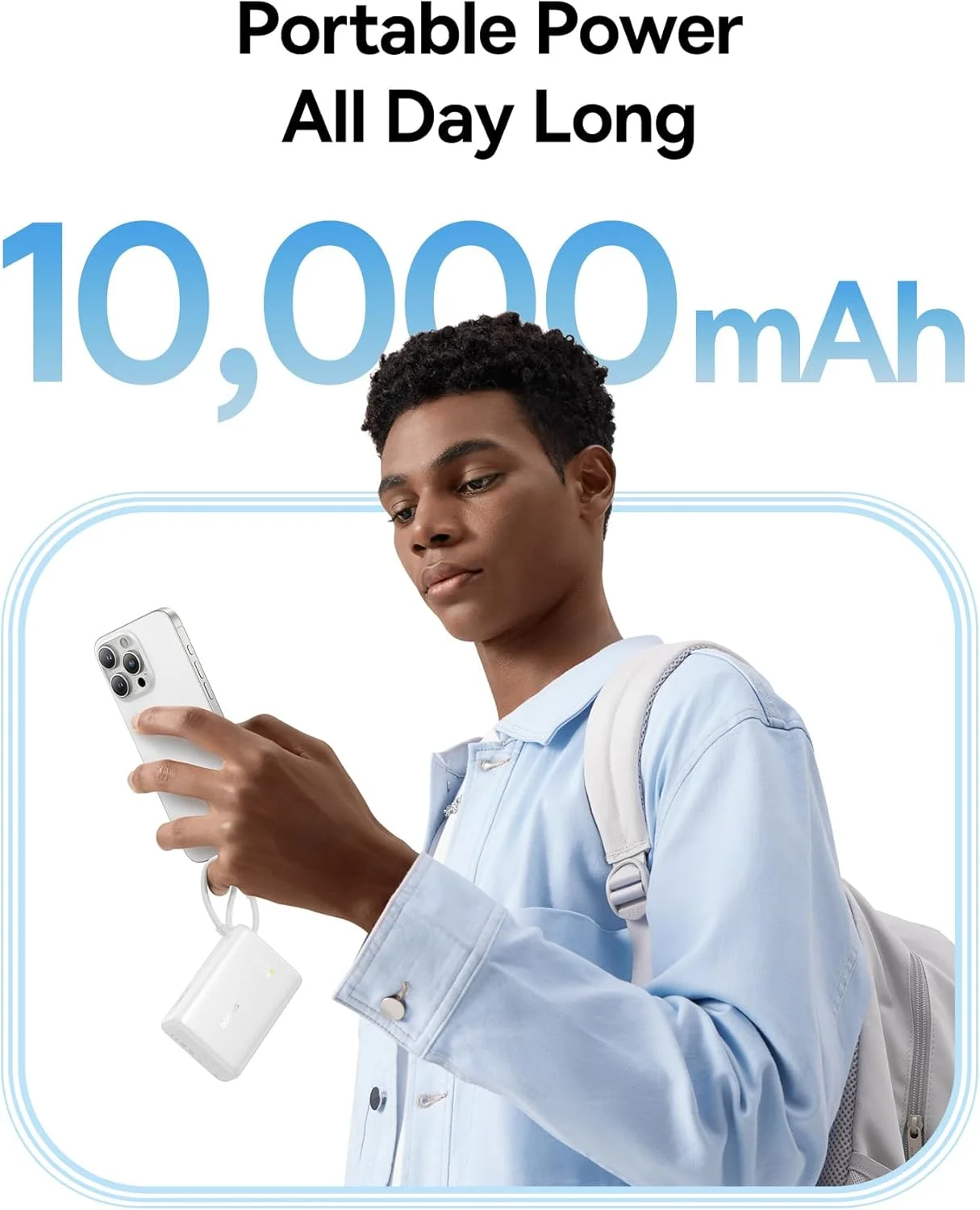 پاور بانک بیسوس، Picogo با ظرفیت 10000 میلی آمپر ساعت و توان 45 وات، شارژر قابل حمل 3 خروجی با کابل USB-C داخلی، بسته باتری خارجی شارژ سریع PPS/PD QC برای سری آیفون 17/16/15/14/13، سامسونگ S25 S24 گوگل آیپد