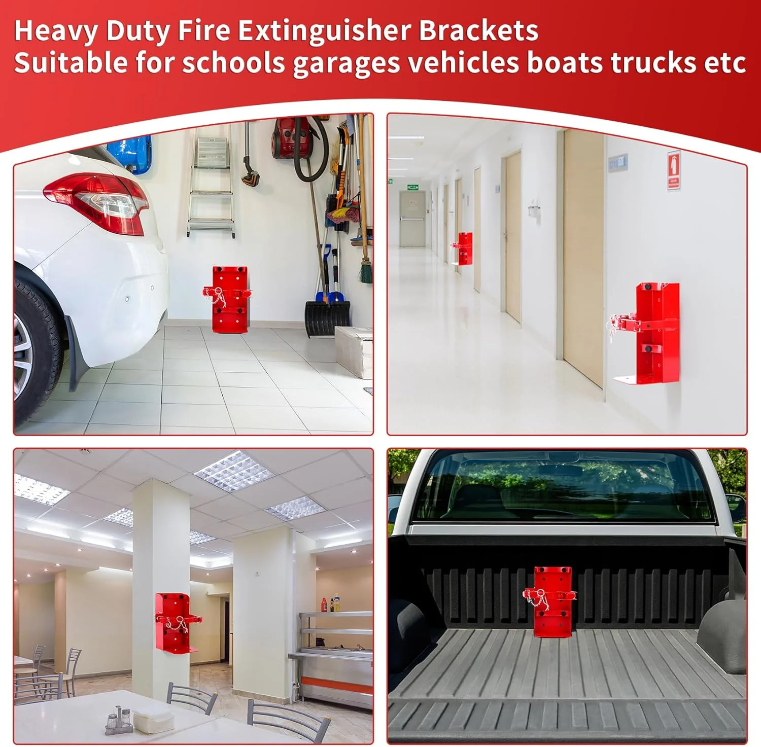 براکت و پایه نگهدارنده کپسول آتش نشانی ST12 فولادی قرمز، مناسب برای کپسول های پودری 15 پوندی / کپسول های CO2 6-8 پوندی