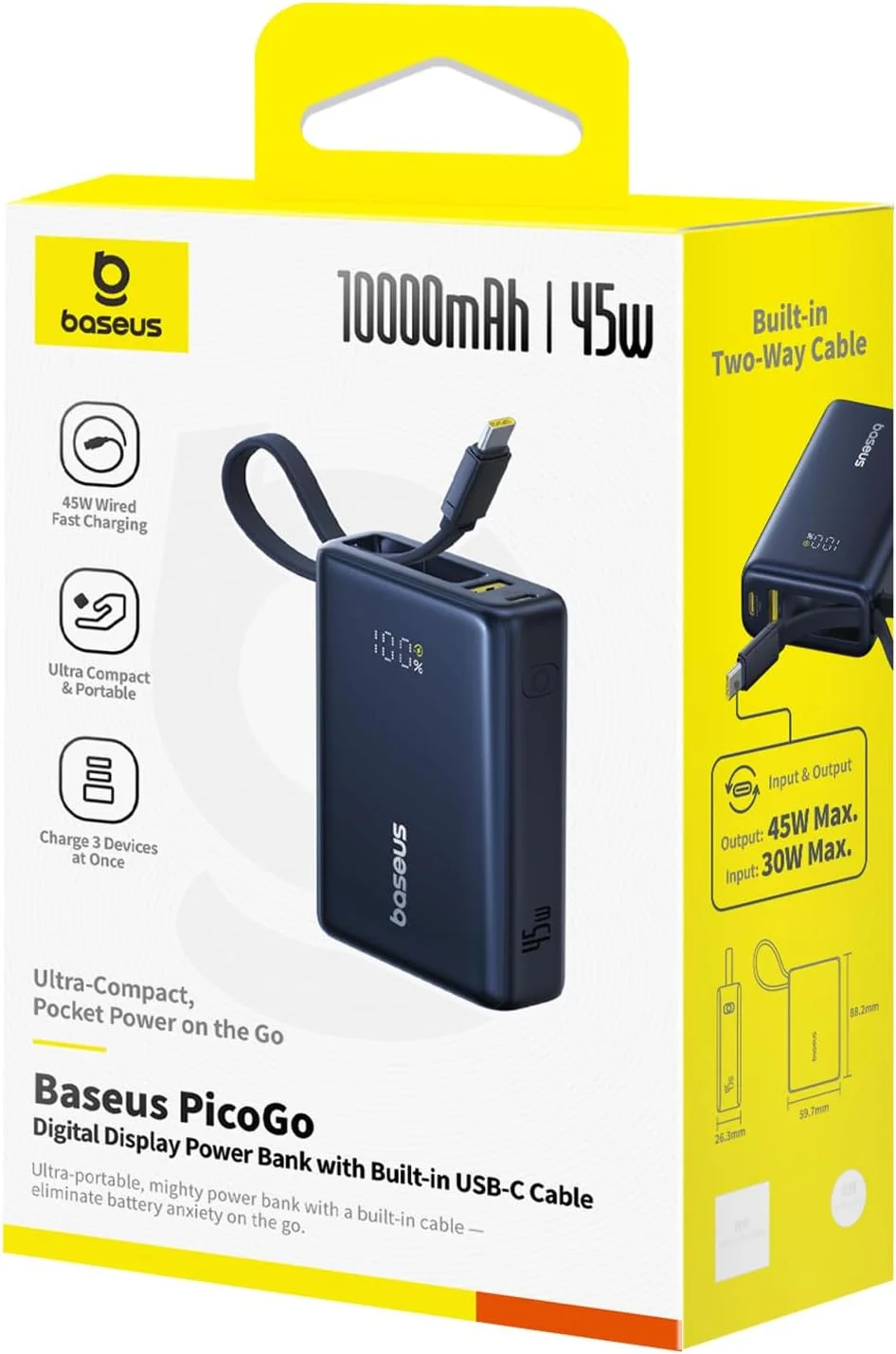 پاور بانک 45 واتی USB C بیسوس PicoGo، نمایشگر دیجیتال 10000 میلی آمپر ساعتی، شارژر قابل حمل برای آیفون 16 پرو مکس، سامسونگ گلکسی S24 اولترا، آیپد و غیره - مشکی پاور بانک 45 واتی USB C بیسوس PicoGo، نمایشگر دیجیتال 10000 میلی آمپر ساعتی، شارژر قابل حمل برای آیفون 16 پرو مکس، سامسونگ گلکسی S24 اولترا، آیپد و غیره - مشکی