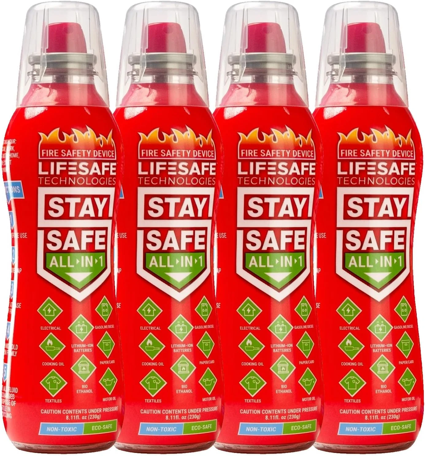 اسپری آتش نشانی قابل حمل همه کاره StaySafe از LifeSafe Technologies | خاموش کننده آتش جمع و جور برای 10 نوع آتش | غیر سمی، غیر خطرناک و سازگار با محیط زیست