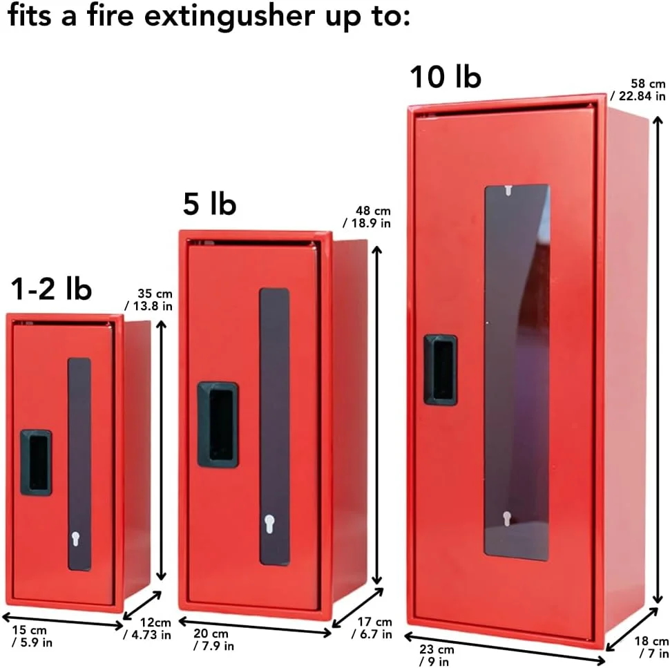 جعبه آتش نشانی سایز بزرگ، ارتفاع 58 سانتی متر، مناسب برای کپسول تا 9 کیلوگرم | محفظه نگهداری آتش نشانی | کابینت ضد آب | جعبه نصب دیواری کپسول آتش نشانی | محفظه نگهداری ایمنی آتش نشانی قابل مشاهده | نصب روی دیوار
