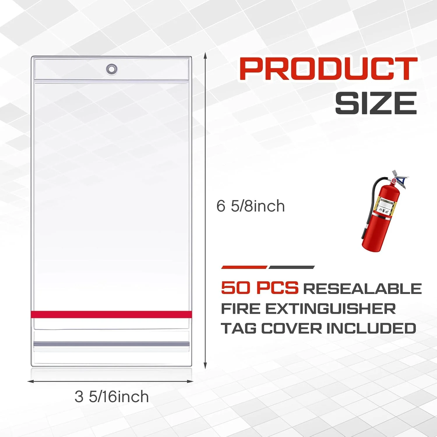 کاور برچسب آتش نشانی قابل بستن مجدد Faccito، بسته 50 عددی، کاور شفاف برچسب بازرسی آتش نشانی، کیف برچسب، 16.8 x 8.4 سانتیمتر