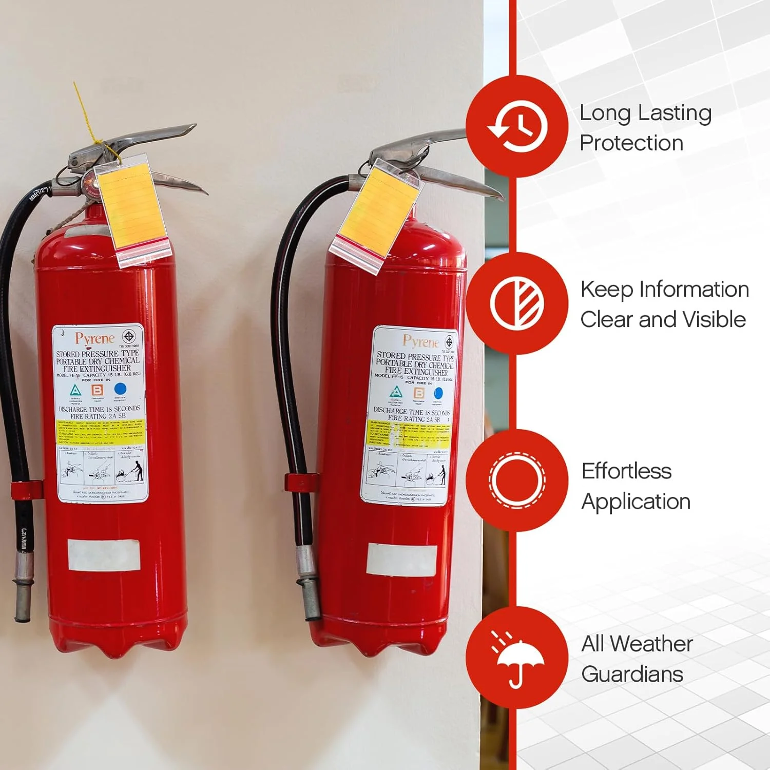 کاور برچسب آتش نشانی قابل بستن مجدد Faccito، بسته 50 عددی، کاور شفاف برچسب بازرسی آتش نشانی، کیف برچسب، 16.8 x 8.4 سانتیمتر