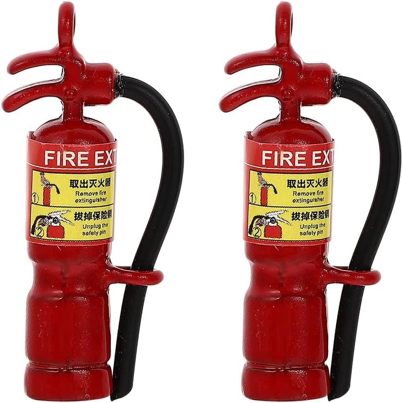 2 عدد مدل کپسول آتش نشانی مینیاتوری برای دکور خانه عروسکی، آویز تزئینی آلیاژی