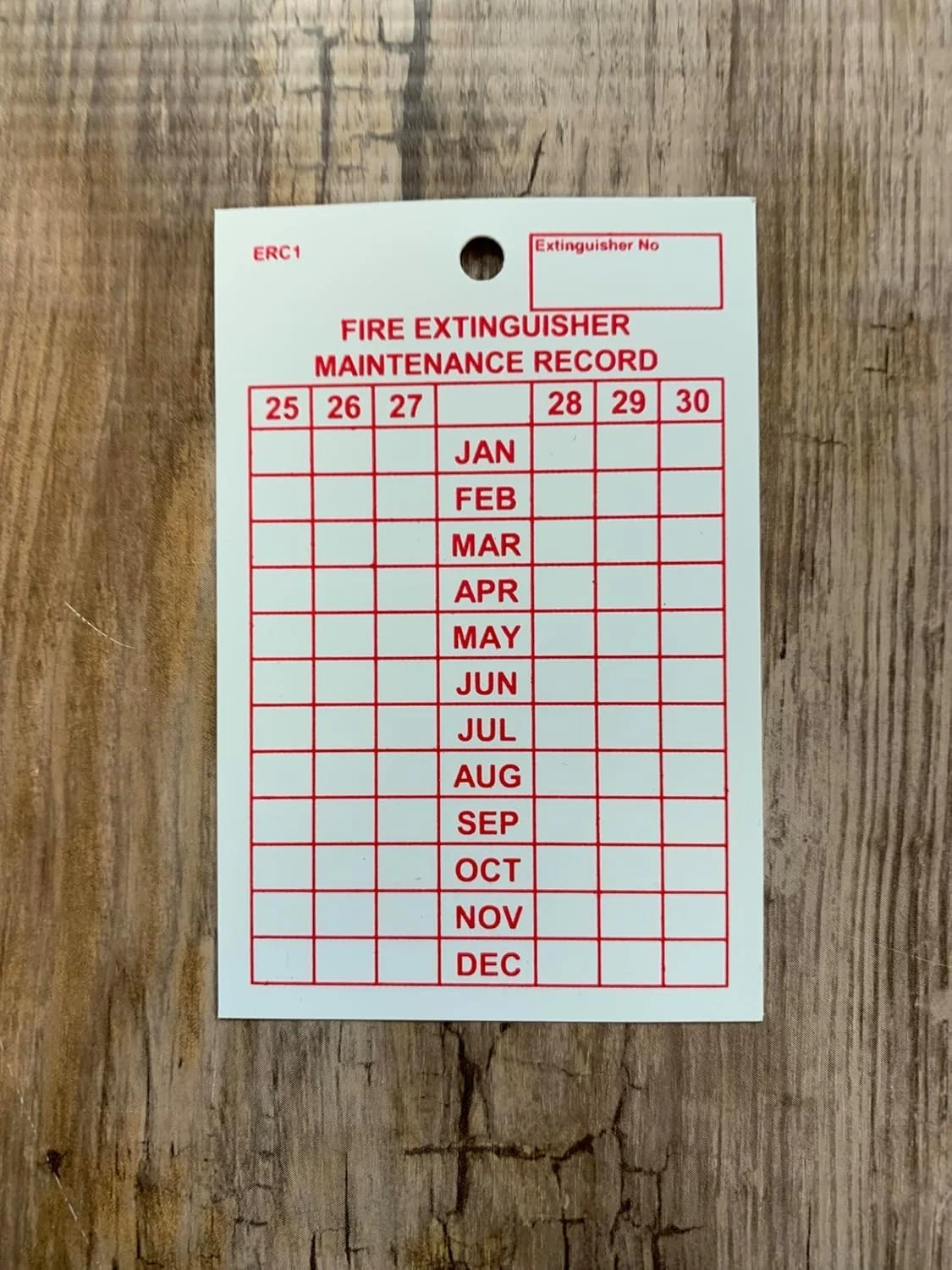 برچسب های ثبت سوابق نگهداری کپسول آتش نشانی 2025، بسته 50 عددی، پلاستیکی پانچ شده، 90mm x 60mm مدل erc1 برچسب های ثبت سوابق نگهداری کپسول آتش نشانی 2025، بسته 50 عددی، پلاستیکی پانچ شده، 90mm x 60mm مدل erc1