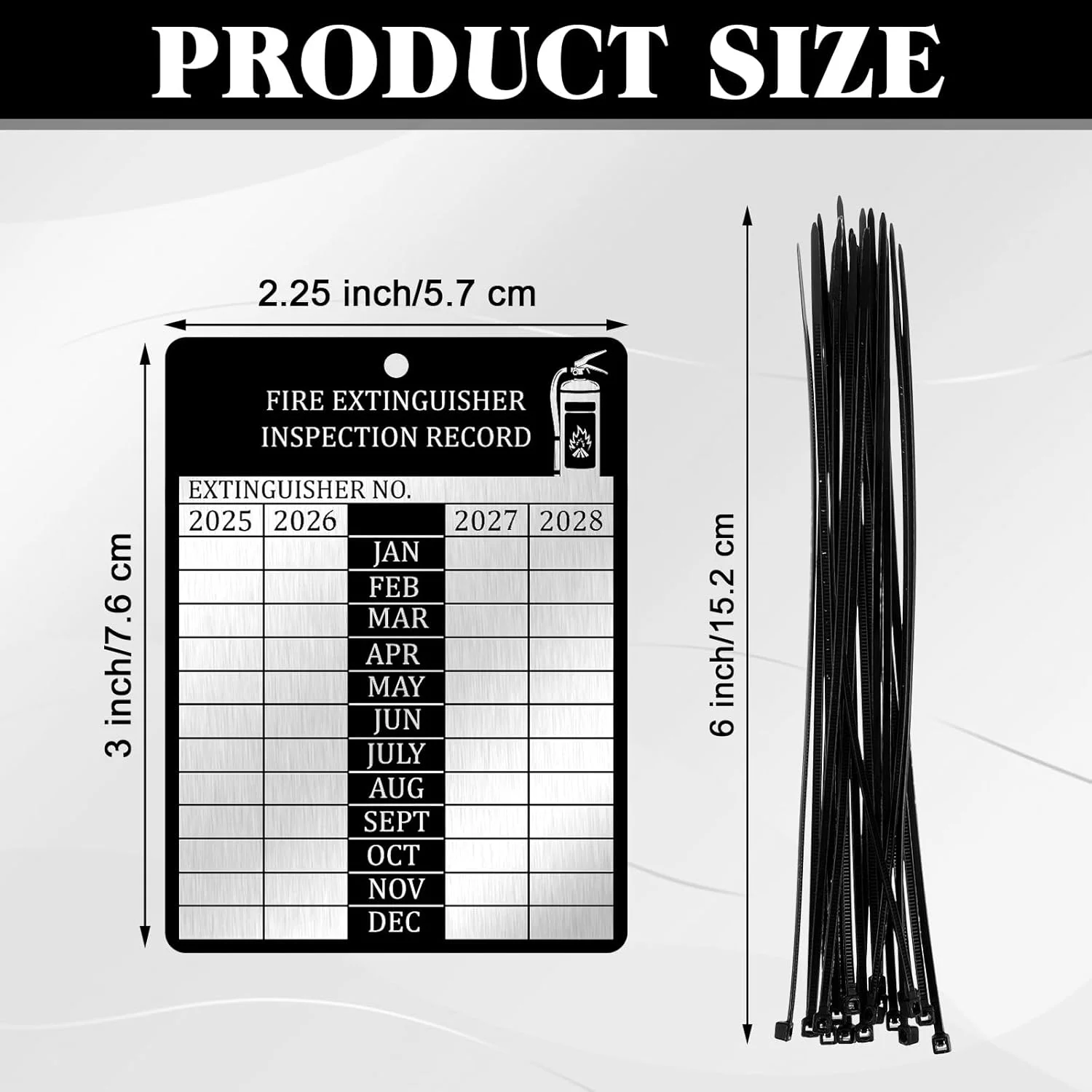 برچسب های کپسول آتش نشانی، برچسب های بازرسی ماهانه آتش نشانی 4 ساله به همراه بست کمربندی کابل برای ثبت سوابق تعمیر و نگهداری سرورها، 7.62x5.71 سانتی متر (80 عدد)
