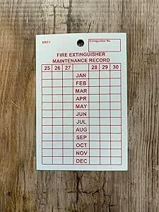 برچسب های بازرسی سوابق نگهداری کپسول آتش نشانی ERC1 2025 بسته 50 عددی پلاستیکی پانچ شده 90mm x 60mm برچسب های بازرسی سوابق نگهداری کپسول آتش نشانی ERC1 2025 بسته 50 عددی پلاستیکی پانچ شده 90mm x 60mm