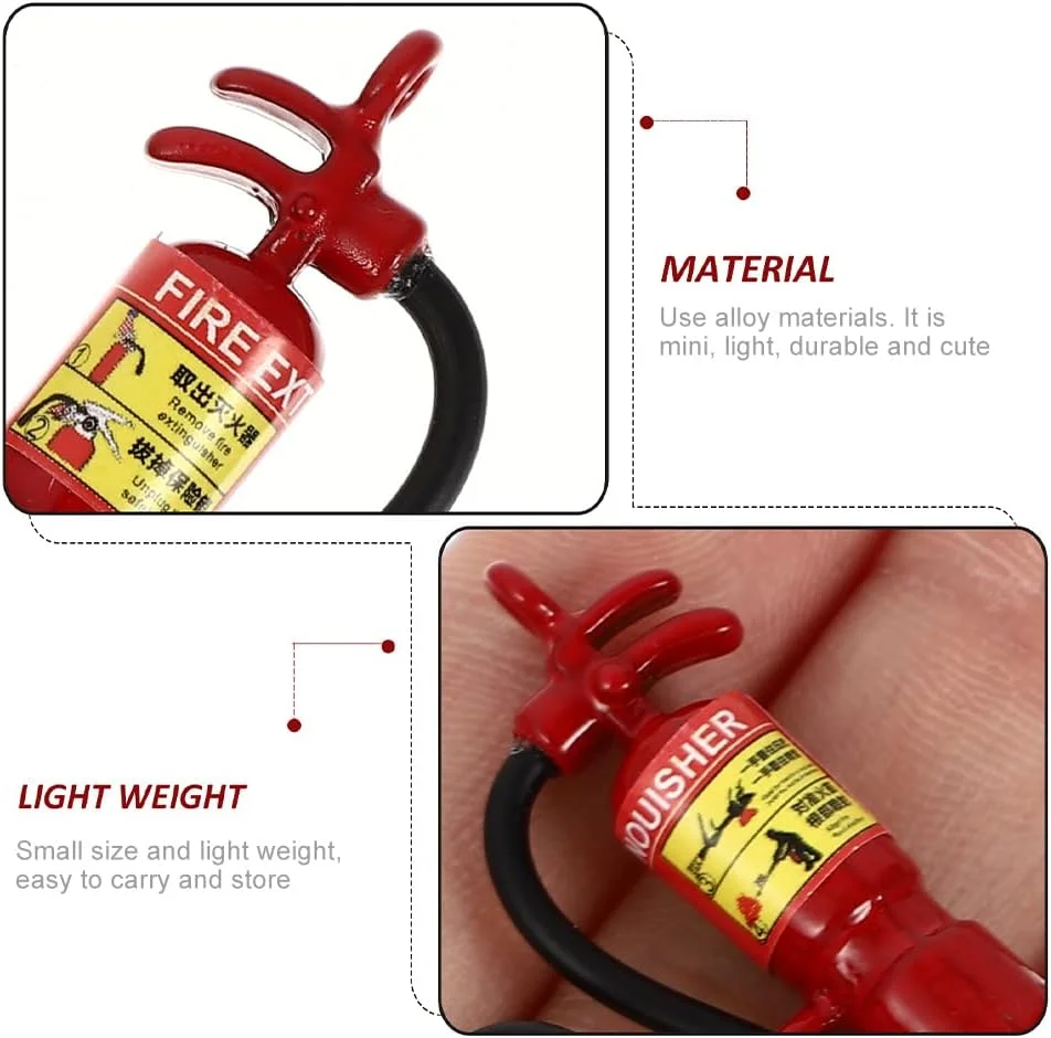 2 عدد مدل کپسول آتش نشانی مینیاتوری برای دکور خانه عروسکی، آویز تزئینی آلیاژی