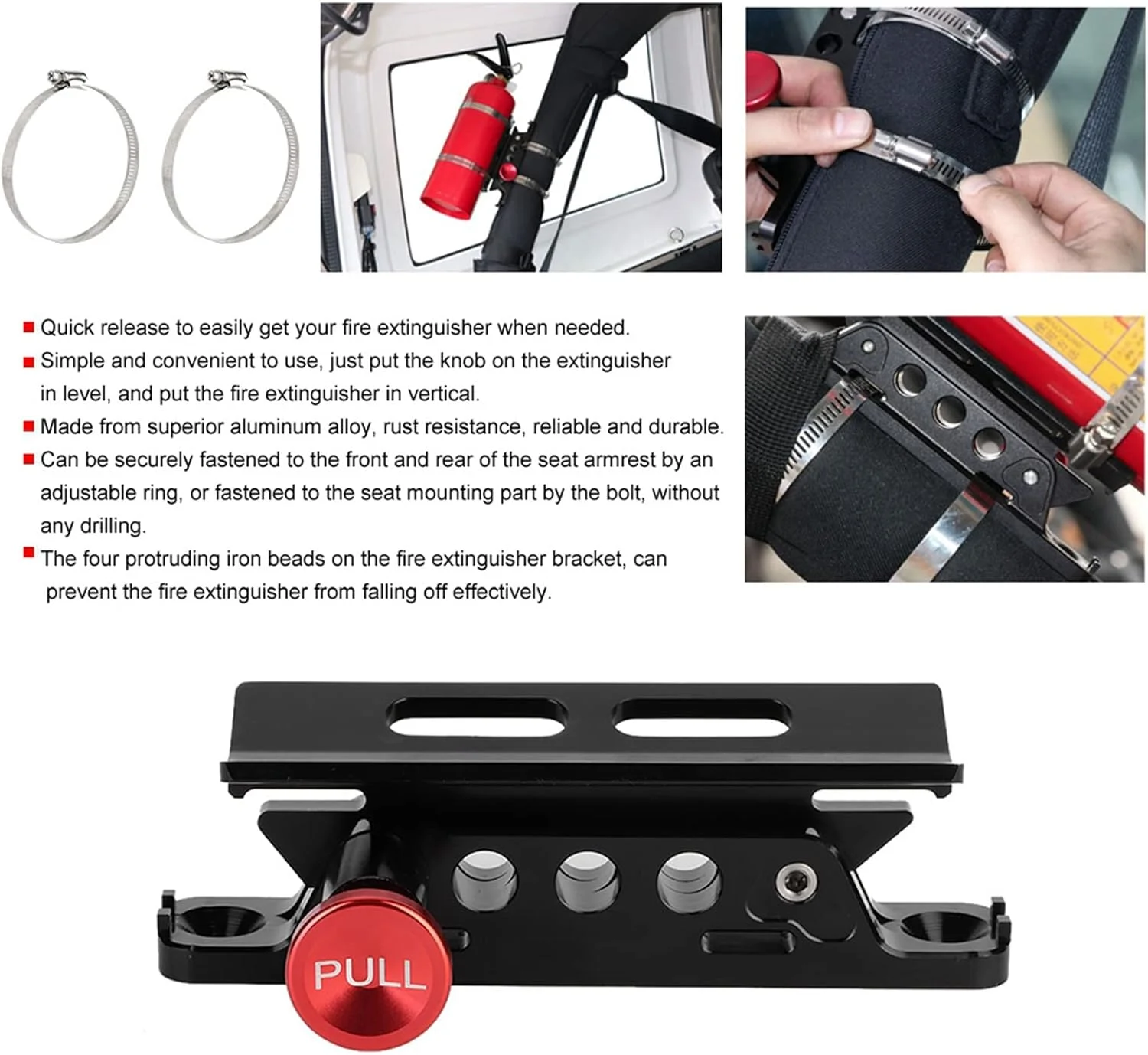 نگهدارنده کپسول آتش نشانی، رهاسازی سریع، آلیاژ آلومینیوم، ضد زنگ، اتصال ایمن، جلوگیری از افتادن، مناسب برای