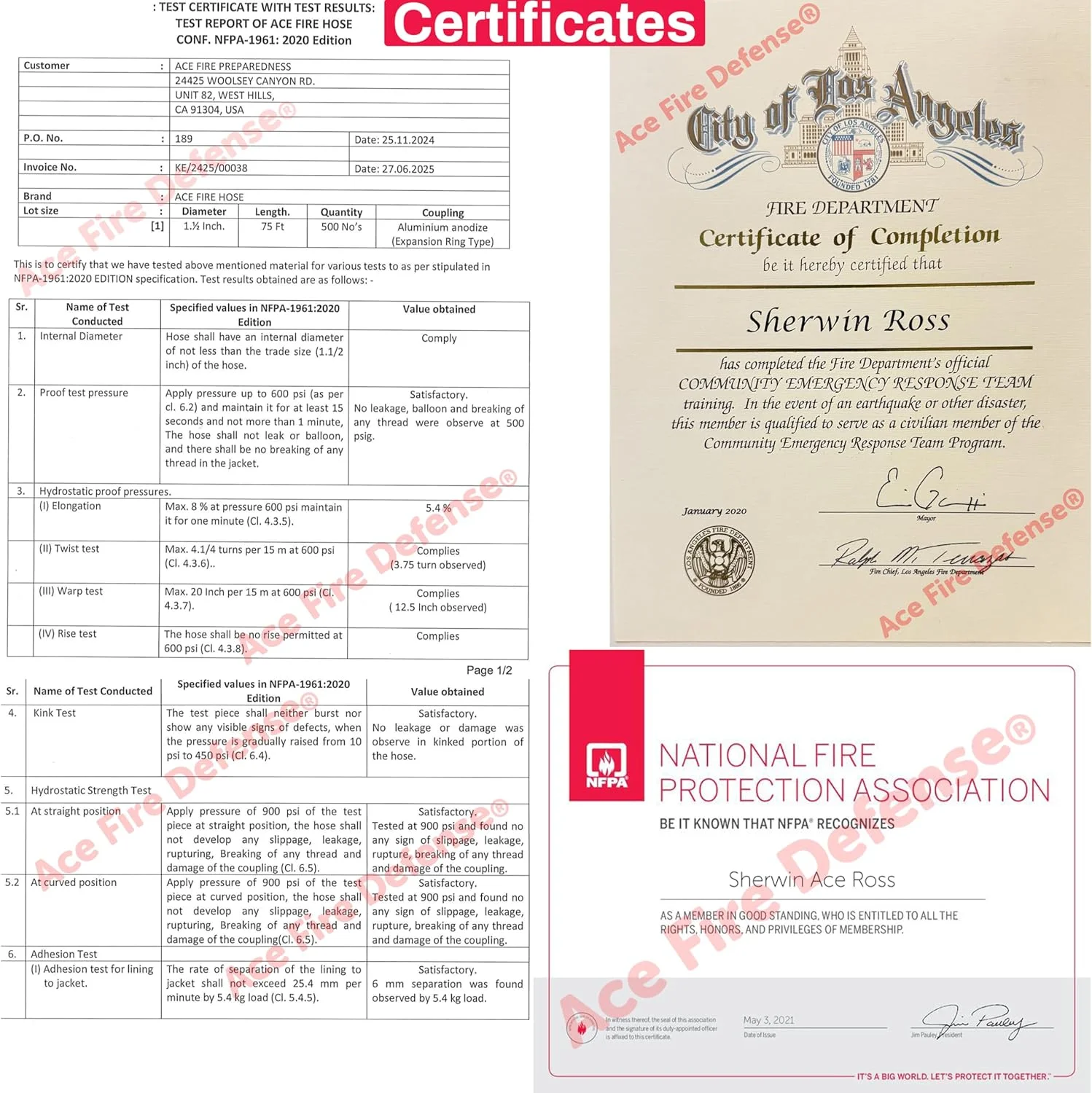 شیلنگ آتش نشانی حمله ای تایید شده FM با روکش تک لایه، آستر TPU و اتصالات آلومینیومی سخت