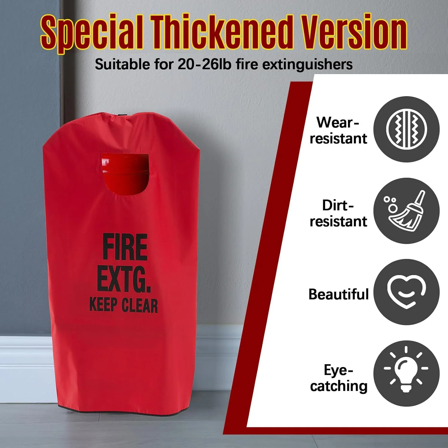 دو عدد روکش کپسول آتش نشانی Amylove، سایز بزرگ، مناسب برای کپسول های 2.2 تا 5.9 کیلوگرمی، محافظ ضخیم و مقاوم در برابر ساییدگی و خراشیدگی (43 × 56 سانتی متر) دو عدد روکش کپسول آتش نشانی Amylove، سایز بزرگ، مناسب برای کپسول های 2.2 تا 5.9 کیلوگرمی، محافظ ضخیم و مقاوم در برابر ساییدگی و خراشیدگی (43 × 56 سانتی متر)