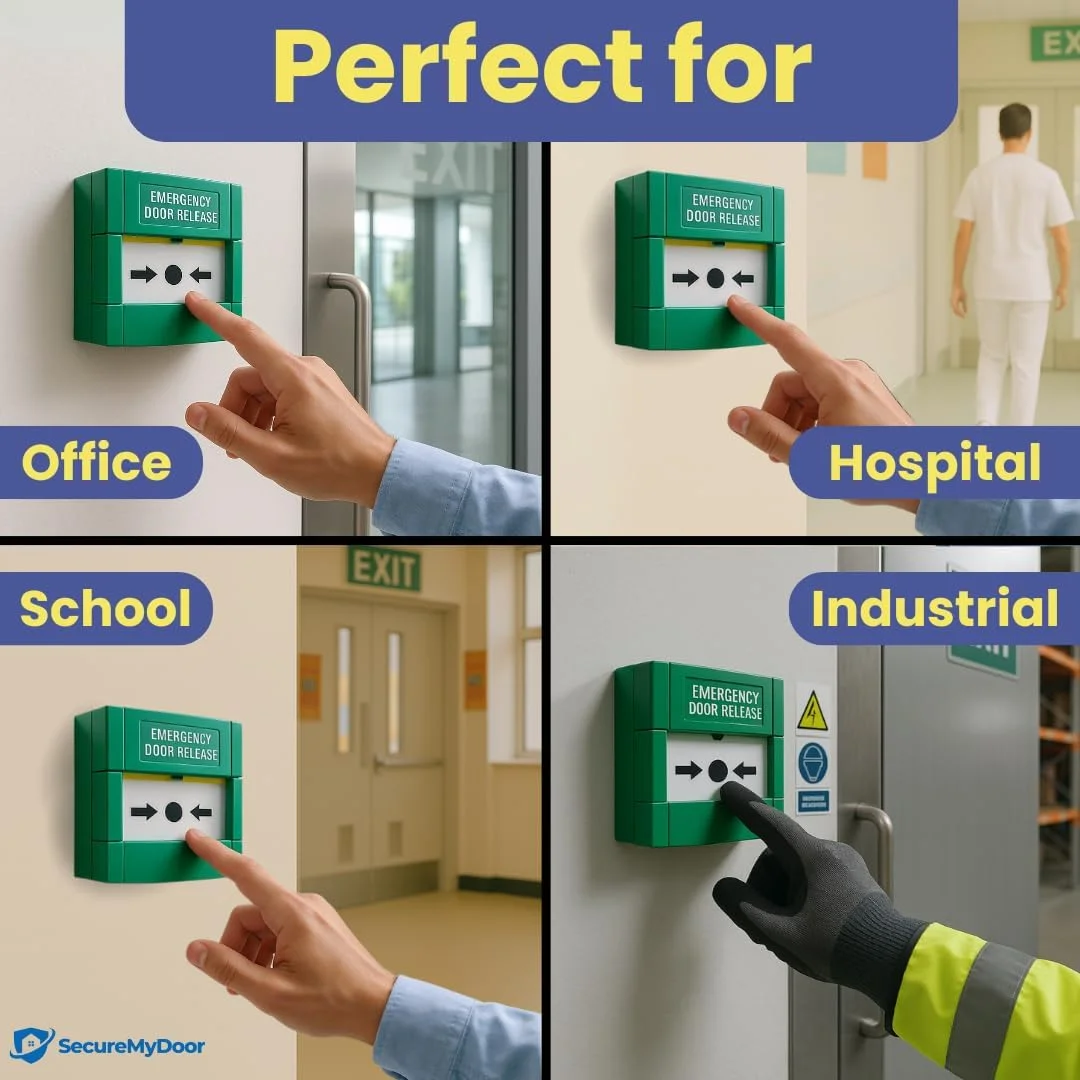 Amalocks SecureMyDoor - نقطه تماس شکستنی اضطراری قابل تنظیم مجدد - استفاده در فضای داخلی - دکمه سوئیچ زنگ آتش برای کنترل دسترسی آسان - ایده آل برای ساختمان های تجاری، مسکونی و صنعتی