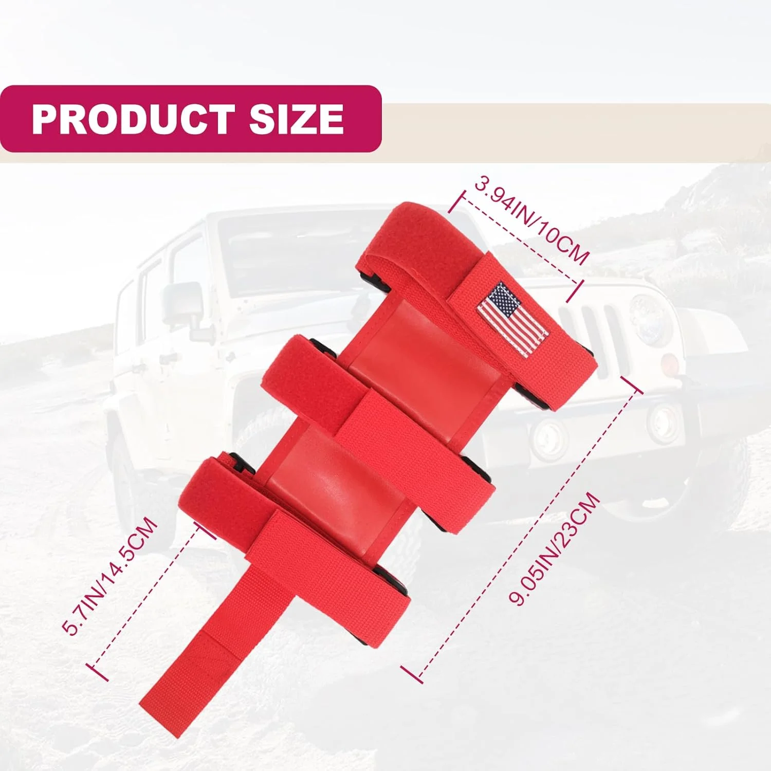 نگهدارنده قابل تنظیم کپسول آتش نشانی، سازگار با جیپ رانگلر ۱۹۶۵-۲۰۲۲ JK JKU TJ CJ Gladiator، طرح پرچم آمریکا، نگهدارنده کپسول آتش نشانی، قرمز