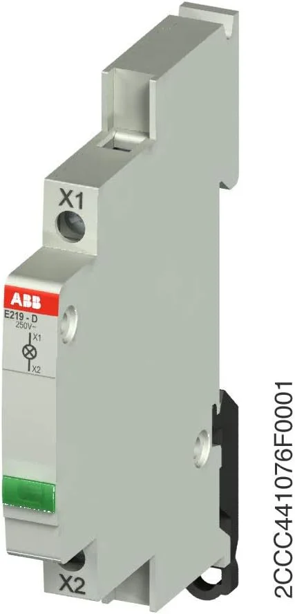 چراغ نشانگر LED سبز ABB E219-D48 برای تابلوی توزیع 12-48 ولت AC/DC، (2CCA703422R0001)