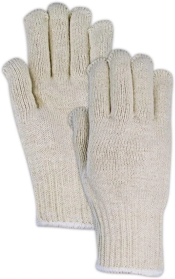 دستکش بافتنی ایمنی Magid KnitMaster T1537 | دستکش بافتنی پنبه / پلی استر سنگین وزن گیج 7 - بدون درز، تنفسی، بزرگ، سفید مایل به شیری (12 جفت)