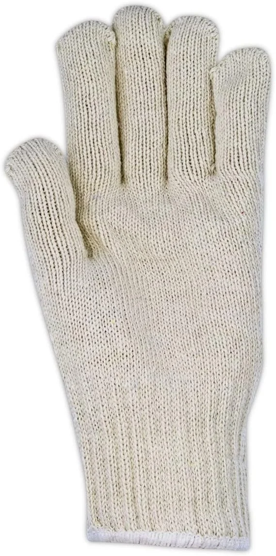 دستکش بافتنی ایمنی Magid KnitMaster T1537 | دستکش بافتنی پنبه / پلی استر سنگین وزن گیج 7 - بدون درز، تنفسی، بزرگ، سفید مایل به شیری (12 جفت)