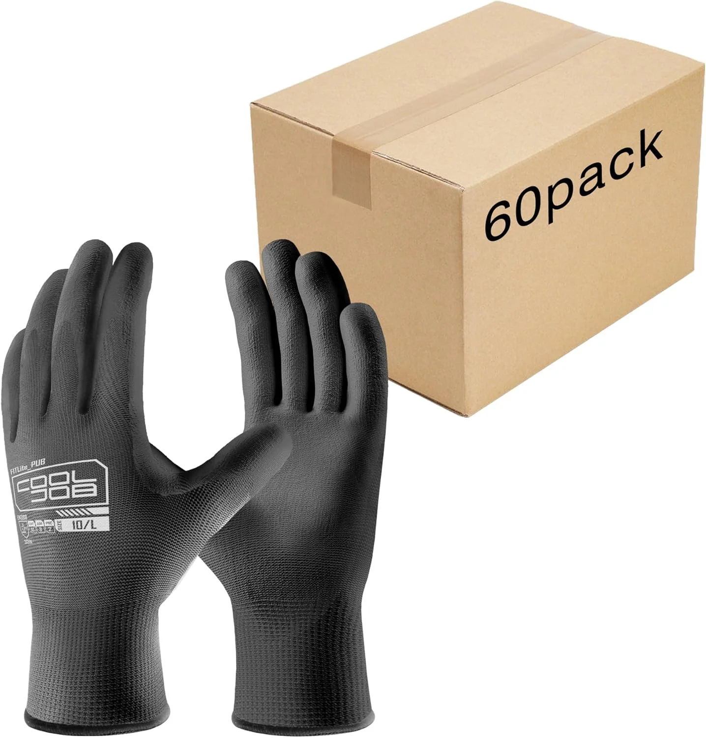 دستکش کار ایمنی با روکش پلی یورتان (PU) کول جاب، 12 جفت دستکش کار با قابلیت چنگ زنی، بسته عمده یک دوجین