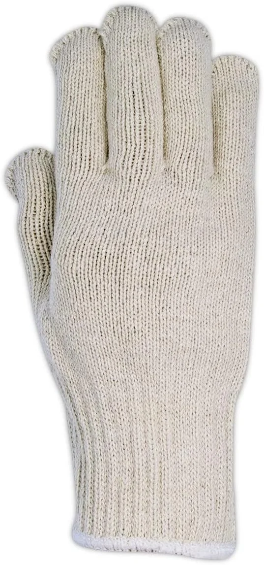 دستکش بافتنی ایمنی Magid KnitMaster T1537 | دستکش بافتنی پنبه / پلی استر سنگین وزن گیج 7 - بدون درز، تنفسی، بزرگ، سفید مایل به شیری (12 جفت)