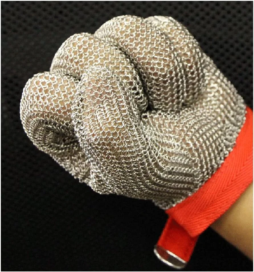 دستکش ضد برش فلزی، دستکش کار برای ایمنی برش گوشت در آشپزخانه رستوران، کشتارگاه، ایمنی مواد غذایی (سایز: 1 عدد/M)