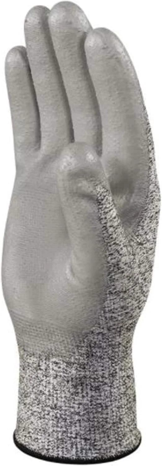 دستکش ایمنی DELTAPLUS Venicut 58 برای خطرات مکانیکی، دستکش کار ایمنی با آستر و پوشش PU، استفاده چند منظوره، مقاوم در برابر برش، سایش، پارگی و سوراخ شدن، خاکستری، بسته 2 عددی