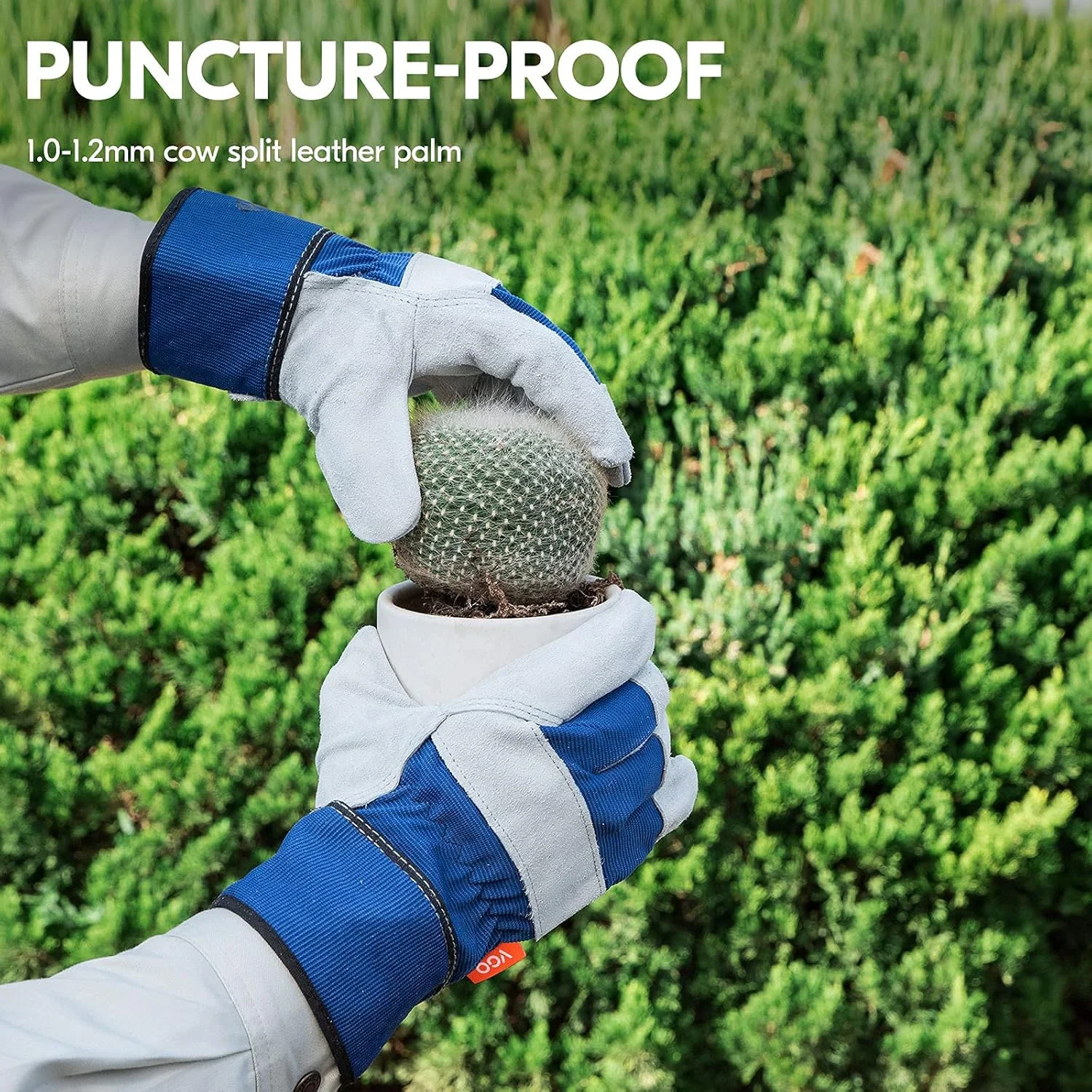 ویگو... ویگو یک جفت دستکش کار چرمی ایمنی مردانه، دستکش باغبانی، دستکش ریگر، دستکش بنایی (CB3501) (متوسط، نارنجی - 1 جفت)