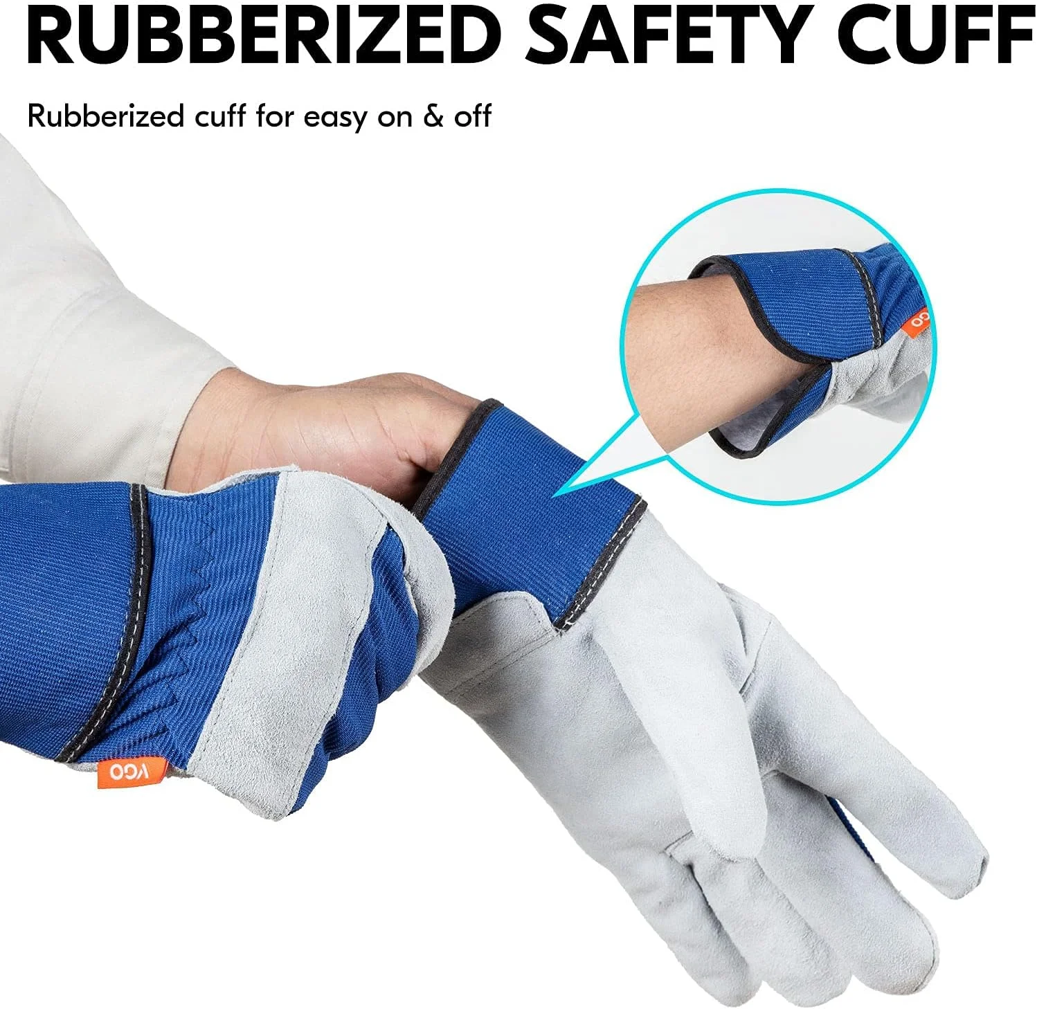 ویگو... ویگو یک جفت دستکش کار چرمی ایمنی مردانه، دستکش باغبانی، دستکش ریگر، دستکش بنایی (CB3501) (متوسط، نارنجی - 1 جفت)