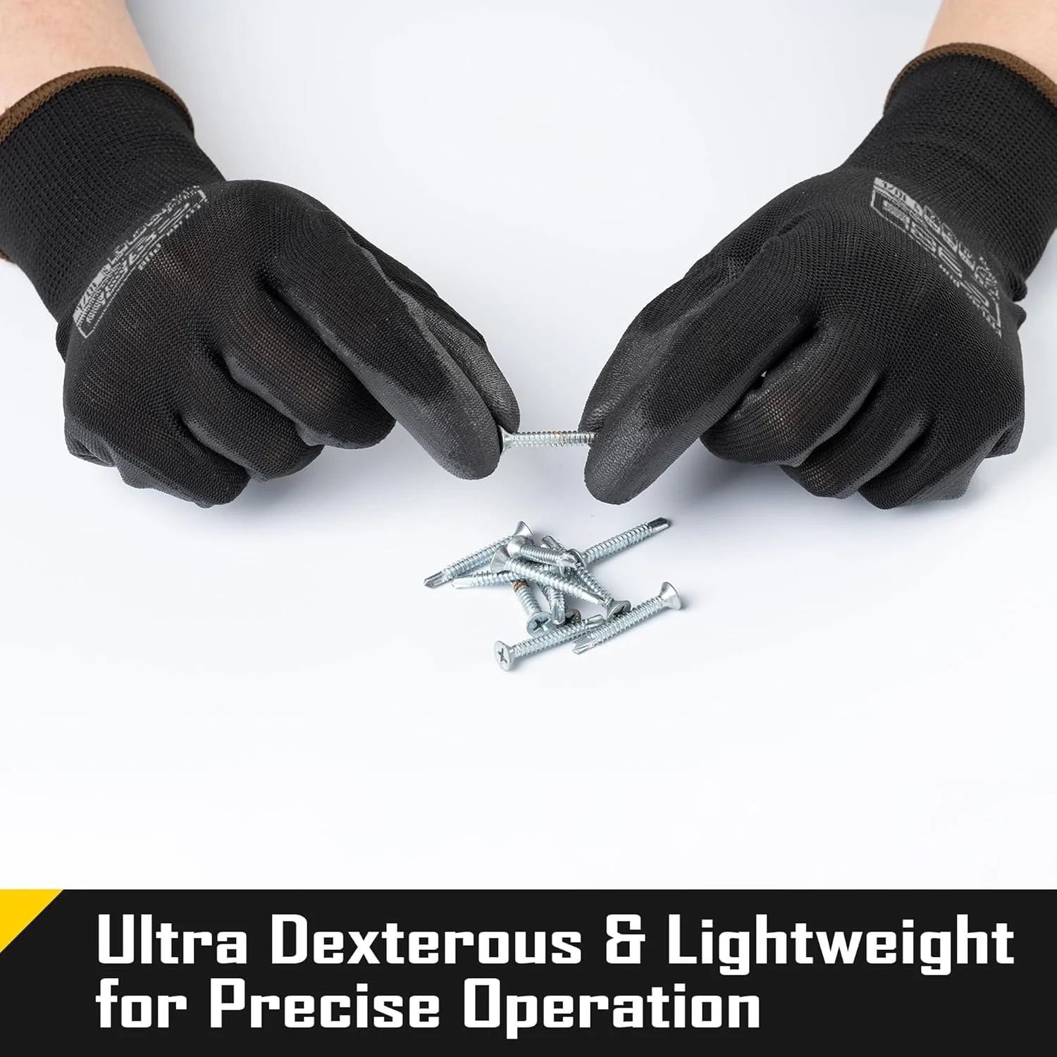 دستکش کار ایمنی با روکش پلی یورتان (PU) کول جاب، 12 جفت دستکش کار با قابلیت چنگ زنی، بسته عمده یک دوجین