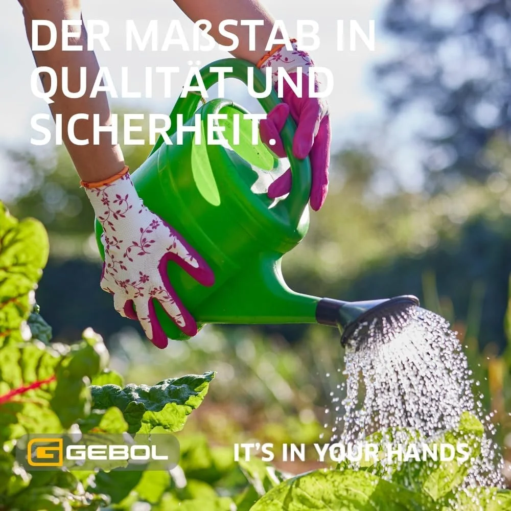 دستکش باغبانی Gebol Flower Duo، دو جفت سایز M (سایز 8)، بسته دوتایی دستکش کار با رنگ های مد روز 2023 با طرح گل، پوشش لاتکس نرم برای چسبندگی خوب برای زنان، قرمز و سبز