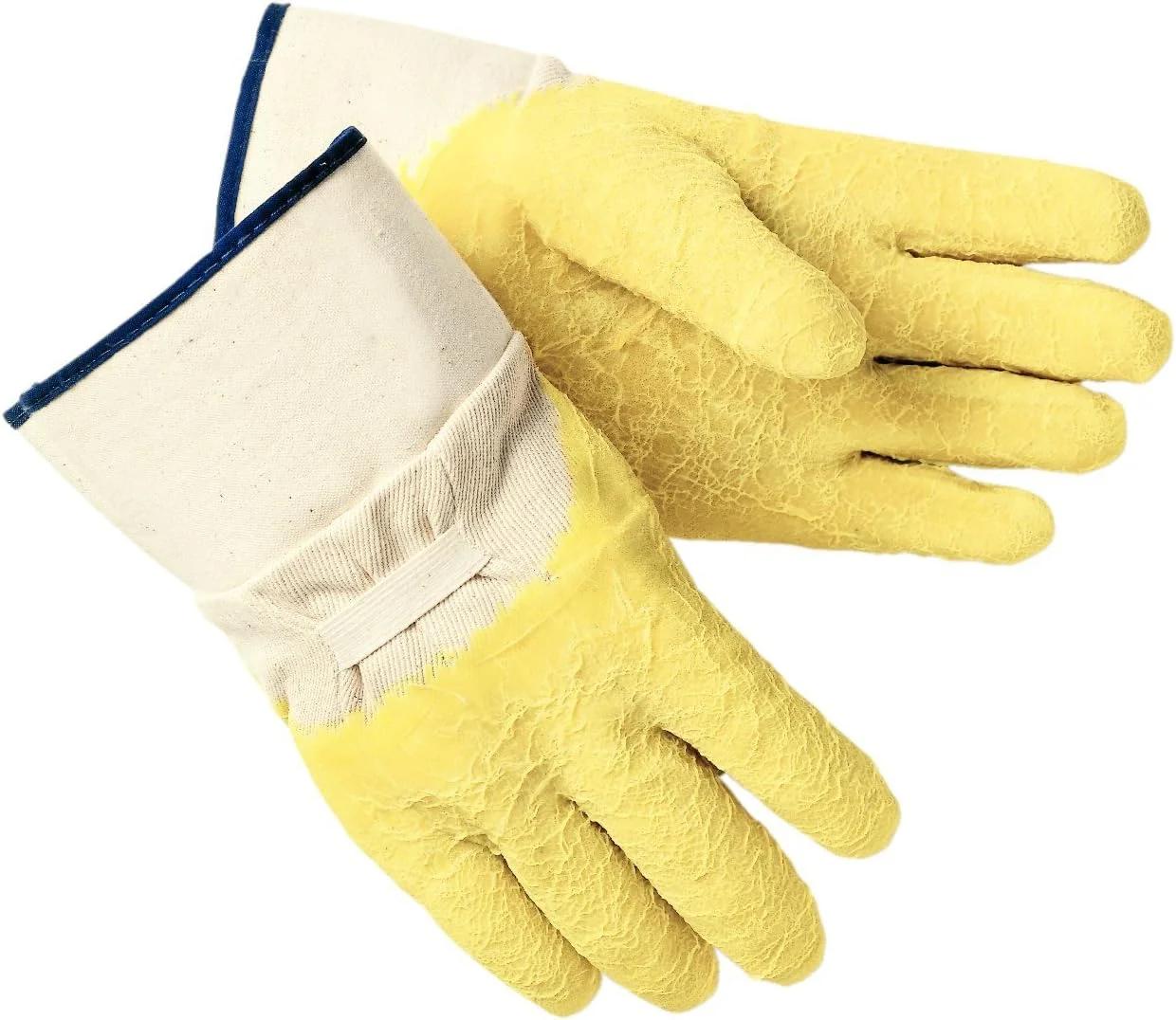 دستکش کار مردانه روکش لاستیکی MCR Safety 6800 Tufftex بافت چروک، ساق لاستیکی ایمنی، طبیعی، سایز بزرگ، 1 جفت