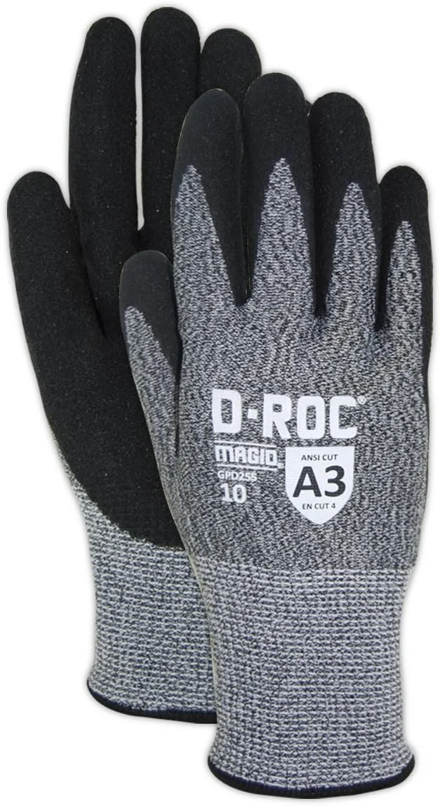 دستکش کار MAGID GPD255 D-ROC با روکش نیتریل و فناوری NitriX Grip، سطح مقاومت برش A3