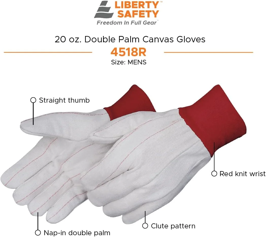 دستکش کار نخی دو لایه Liberty Glove & Safety 4518R، وزن 567 گرم، مناسب آقایان، مچ کشبافت قرمز (بسته 12 عددی) دستکش کار نخی دو لایه Liberty Glove & Safety 4518R، وزن 567 گرم، مناسب آقایان، مچ کشبافت قرمز (بسته 12 عددی)