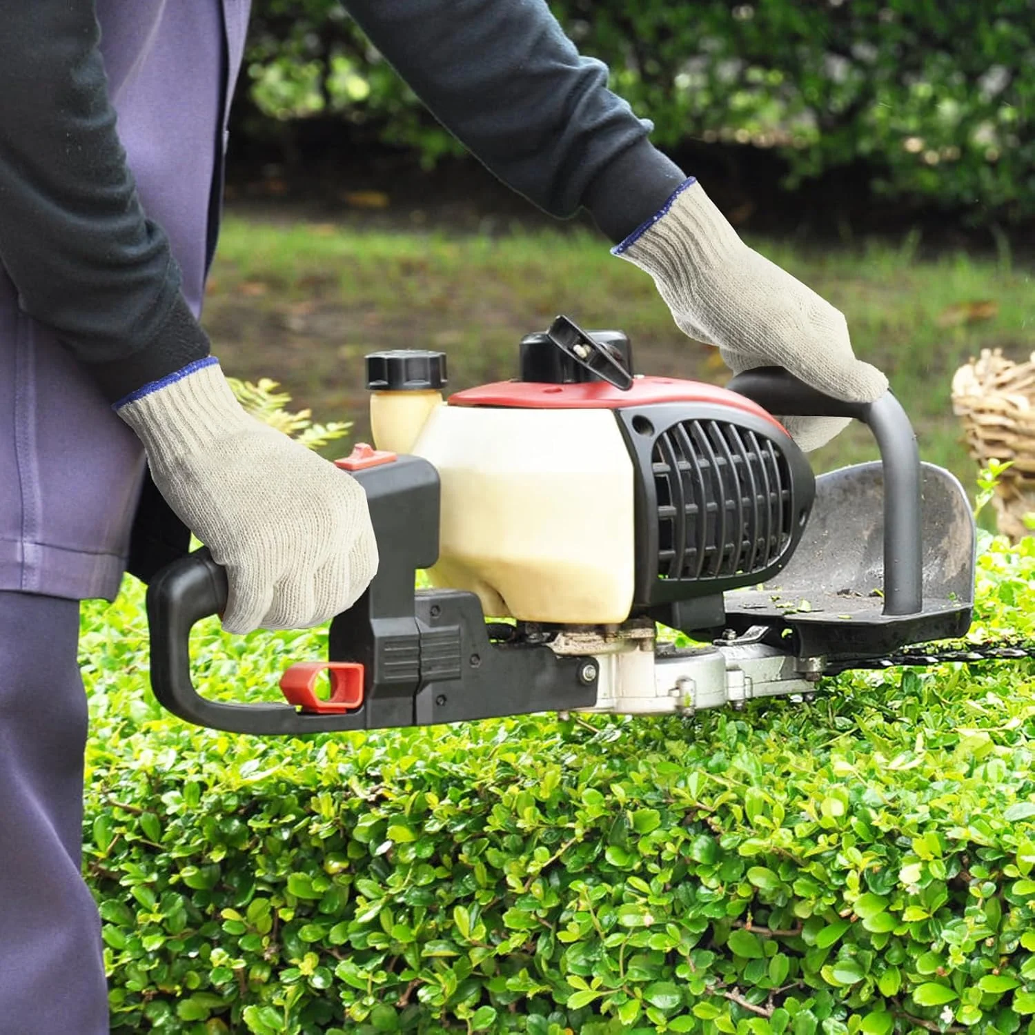 MIG4U دستکش کار 12 جفتی - دستکش نخی برای کار ایمنی - محافظ دست آستر دستکش محافظ حرارت برای BBQ