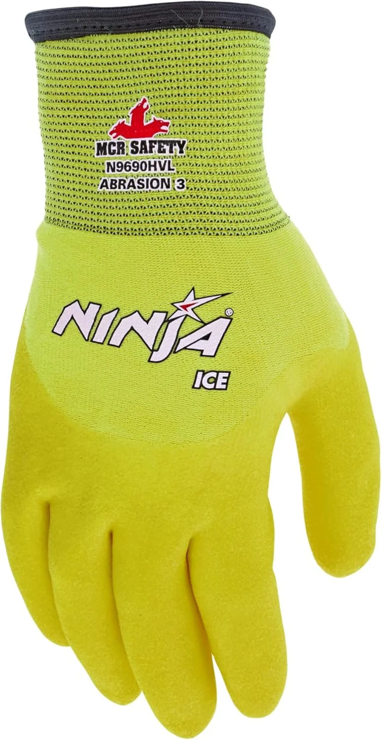 دستکش ایمنی MCR مدل N9690HVS Ninja® Ice با دید بالا، نایلون عایق 15 گیج مناسب هوای سرد، لایه داخلی تری اکریلیک، پوشش HPT سه چهارم، زرد، کوچک، 1 جفت دستکش ایمنی MCR مدل N9690HVS Ninja® Ice با دید بالا، نایلون عایق 15 گیج مناسب هوای سرد، لایه داخلی تری اکریلیک، پوشش HPT سه چهارم، زرد، کوچک، 1 جفت
