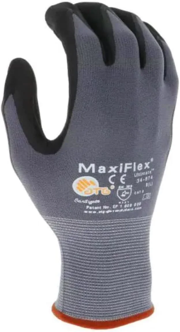 دستکش های نیتریل با روکش میکرو فوم نایلونی MaxiFlex 34-874 Ultimate - مشکی خاکستری - سایزها - 12 جفت (یک دوجین) دستکش های نیتریل با روکش میکرو فوم نایلونی MaxiFlex 34-874 Ultimate - مشکی خاکستری - سایزها - 12 جفت (یک دوجین)
