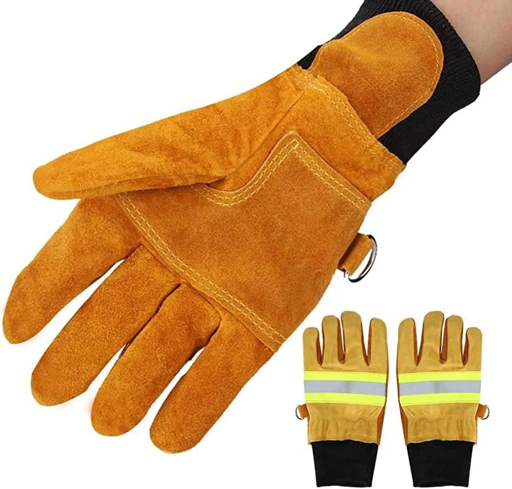 دستکش ایمنی چرم گاوی مدل Fireproof ساق بلند