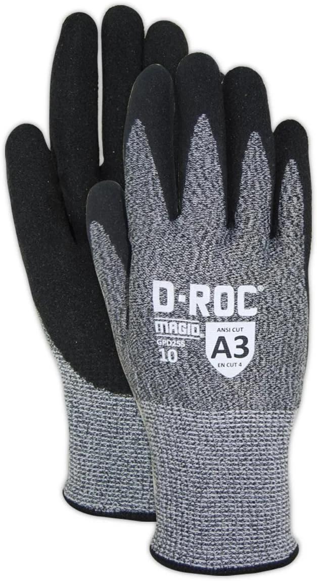 دستکش ایمنی Magid Glove & Safety (9) - GPD255-12 D-ROC HPPE با روکش NitriX Grip Technology، سطح برش A3، سایز 9 (12 جفت)