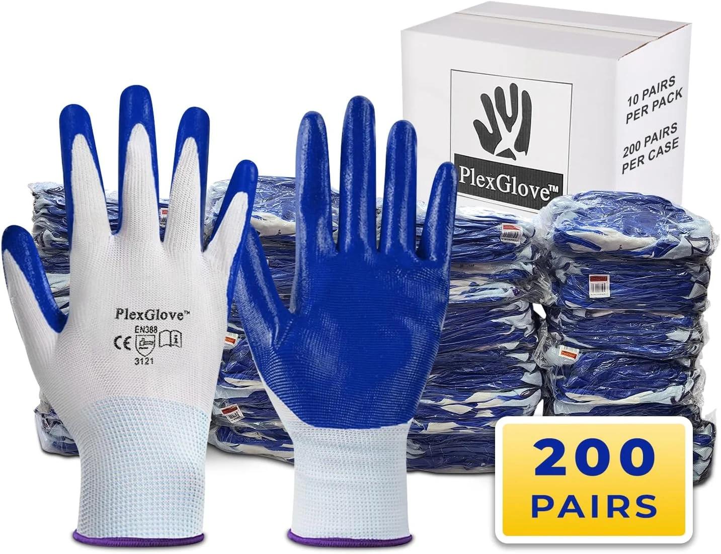 دستکش کار ایمنی PLEXGLOVE برای مردان - دستکش های ایمنی بادوام و همه کاره برای ساخت و ساز و مکانیکی، 10 جفت در هر بسته