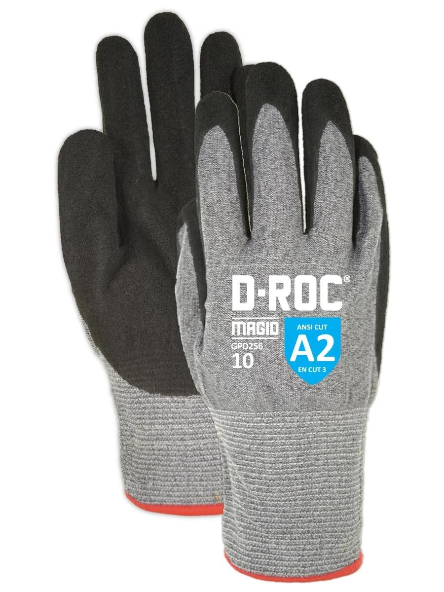 دستکش کار مگید مدل D-ROC با روکش نیتریل فوم هایپرون، سایز 8/M، GPD2568، بسته 12 عددی