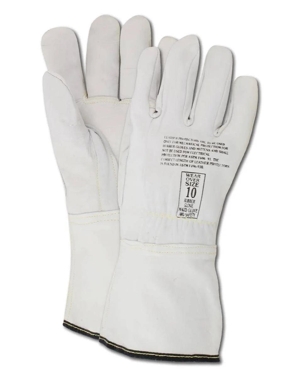 دستکش محافظ ولتاژ پایین Magid Glove & Safety Linesman | مناسب برای استفاده با دستکش های عایق الکتریکی لاستیکی، سایز 10، مرواریدی، (24 جفت)، سفید