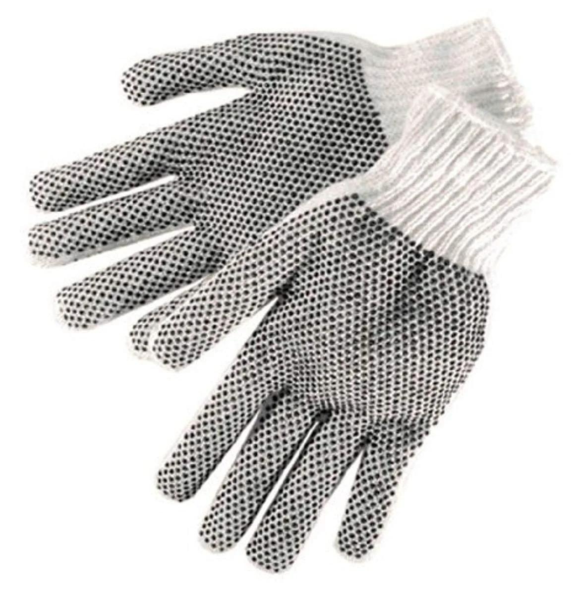 دستکش بافتنی نخی/پلی استر ساده و بدون درز Liberty Glove & Safety S4715Q/LD با نقاط PVC مشکی دو طرفه، سایز کوچک، سفید طبیعی (بسته 12 عددی)