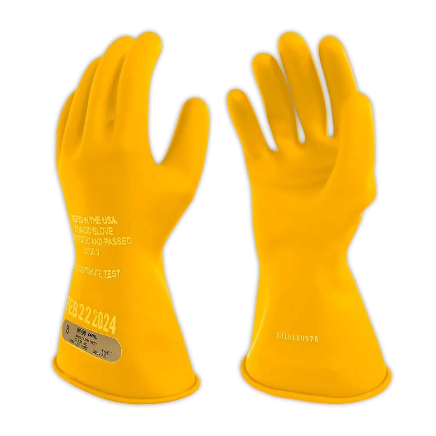 دستکش های عایق برق کلاس 00 Magid Glove & Safety M-00-11-Y-11، ظرفیت، حجم، لاستیکی، 11، زرد
