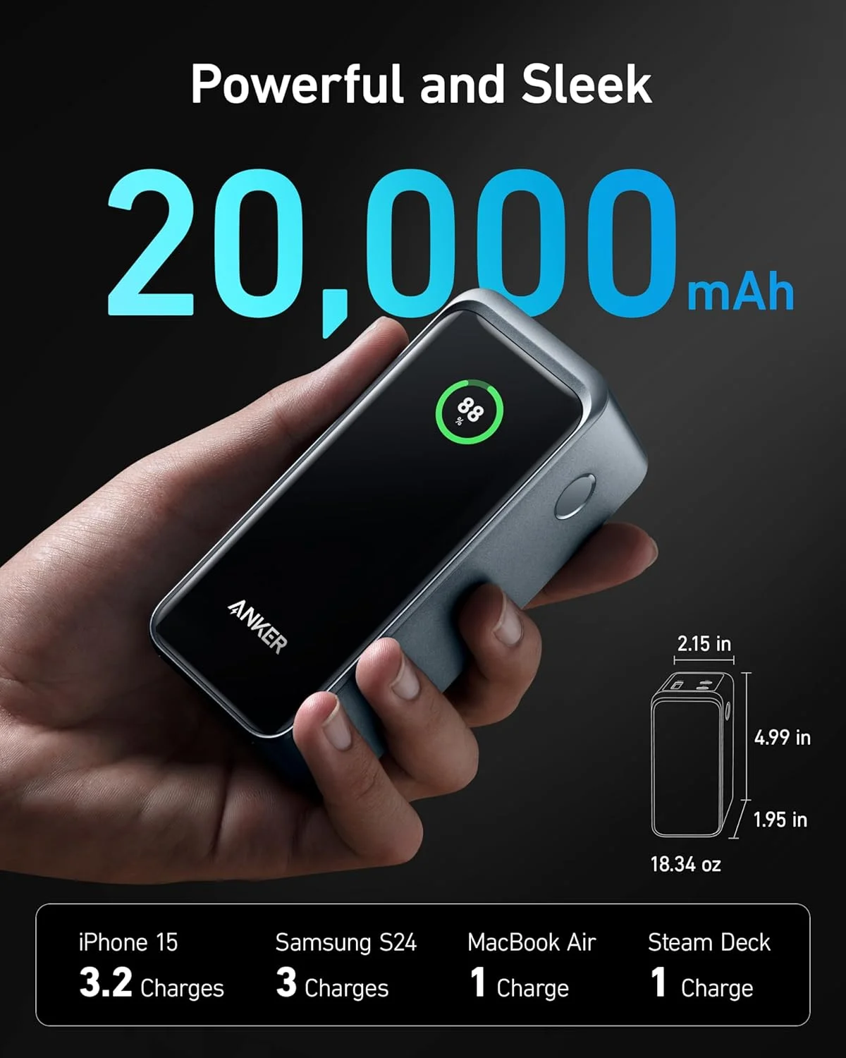 پاوربانک انکر پرایم، شارژر قابل حمل 20000 میلی آمپر ساعتی با خروجی 200 وات، نمایشگر دیجیتال هوشمند، 2 پورت USB-C و 1 پورت USB-A سازگار با MacBook Pro/Air، سری iPhone 17/16، Samsung، Huaiwei، Dell پاوربانک انکر پرایم، شارژر قابل حمل 20000 میلی آمپر ساعتی با خروجی 200 وات، نمایشگر دیجیتال هوشمند، 2 پورت USB-C و 1 پورت USB-A سازگار با MacBook Pro/Air، سری iPhone 17/16، Samsung، Huaiwei، Dell