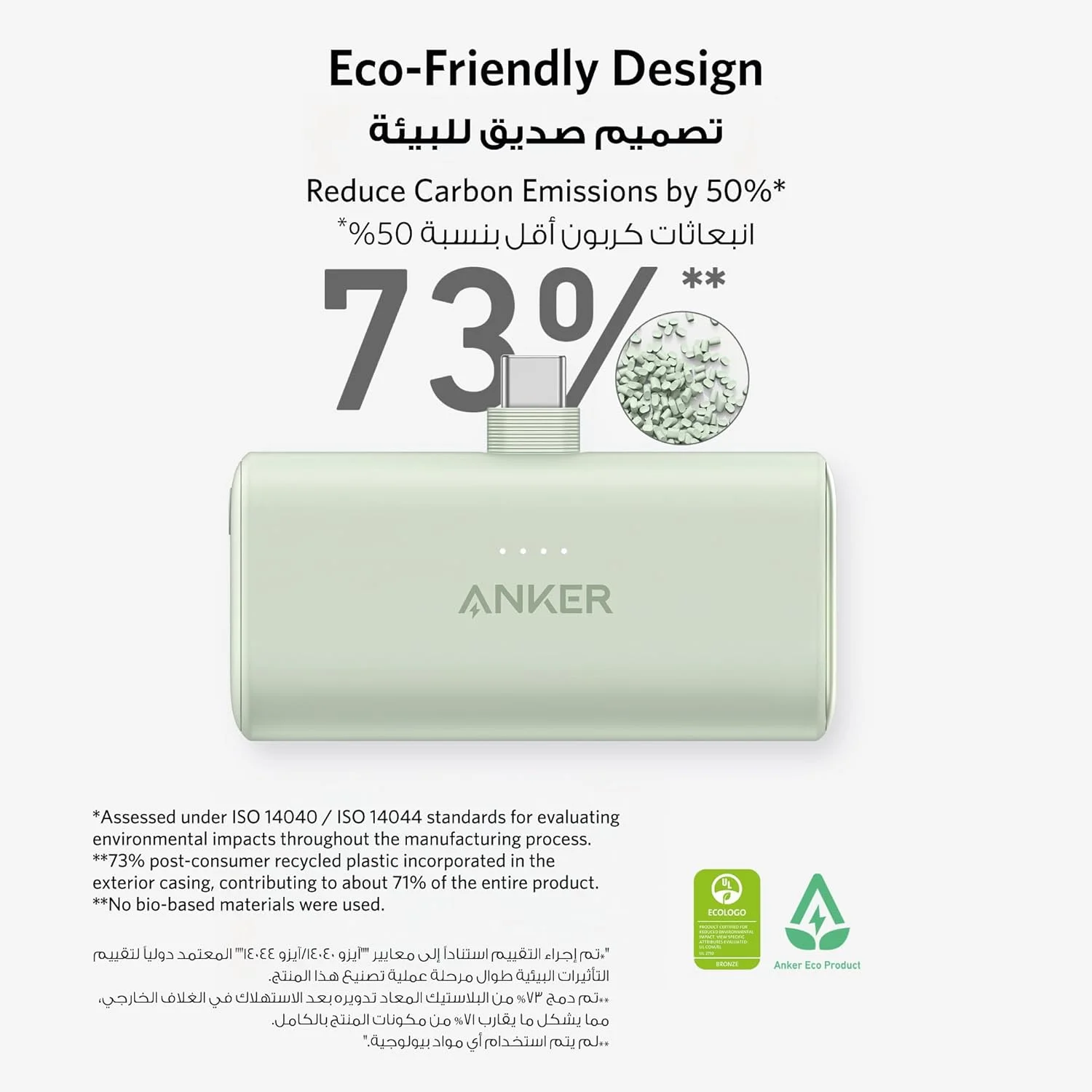 پاور بانک نانو انکر، شارژر قابل حمل کوچک با کانکتور USB-C تاشو داخلی، بسته باتری 5000 میلی آمپر ساعتی 22.5 واتی، برای سری آیفون 16/15، سامسونگ، هواوی، آیپد، ایرپادز، شیائومی، ویوو، اوپو و غیره