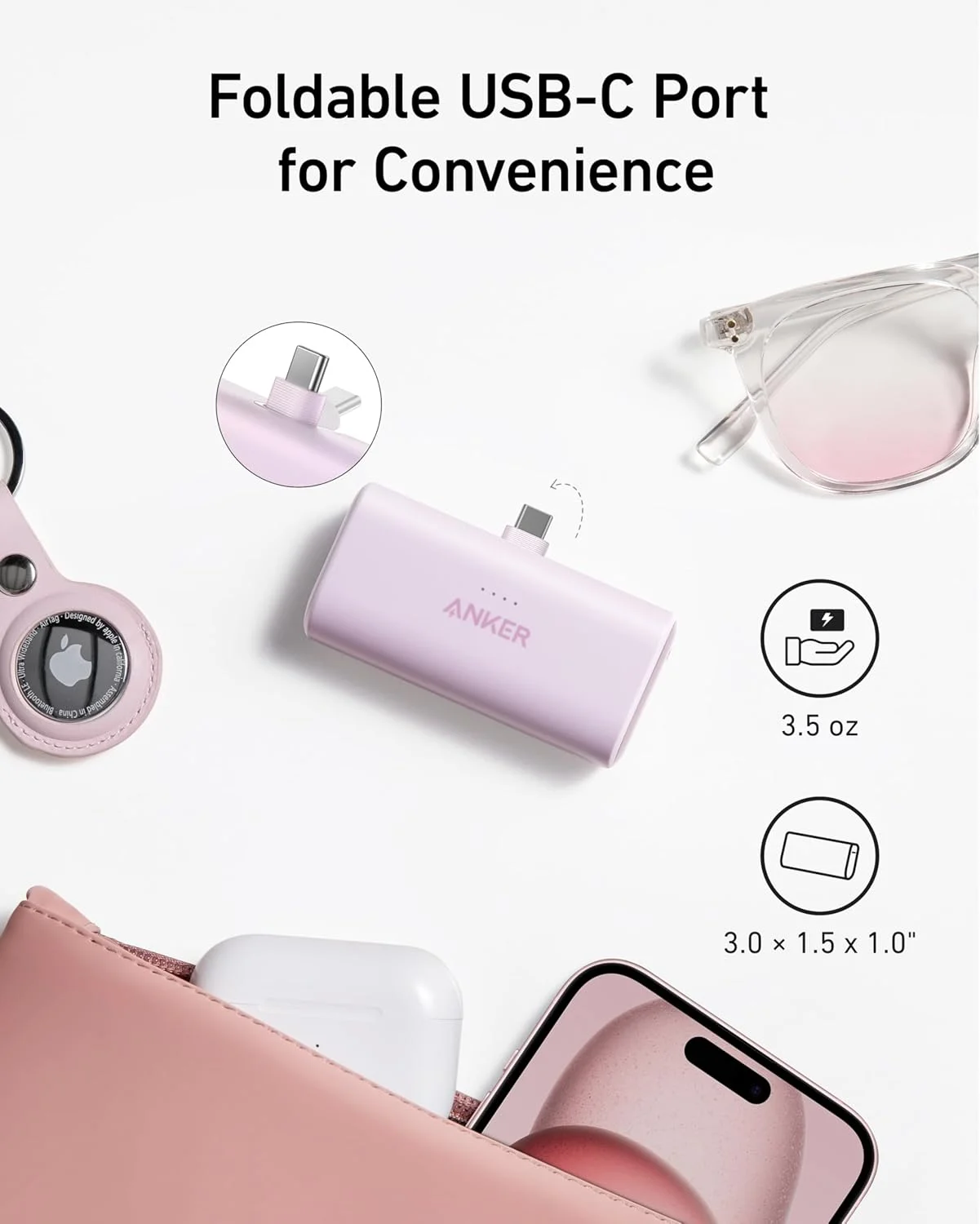 پاور بانک نانو انکر، شارژر قابل حمل کوچک با کانکتور USB-C تاشو داخلی، بسته باتری 5000 میلی آمپر ساعت 22.5 وات، برای سری آیفون 16/15، سامسونگ، هواوی، آیپد، ایرپادز، شیائومی، ویوو، اوپو و غیره پاور بانک نانو انکر، شارژر قابل حمل کوچک با کانکتور USB-C تاشو داخلی، بسته باتری 5000 میلی آمپر ساعت 22.5 وات، برای سری آیفون 16/15، سامسونگ، هواوی، آیپد، ایرپادز، شیائومی، ویوو، اوپو و غیره